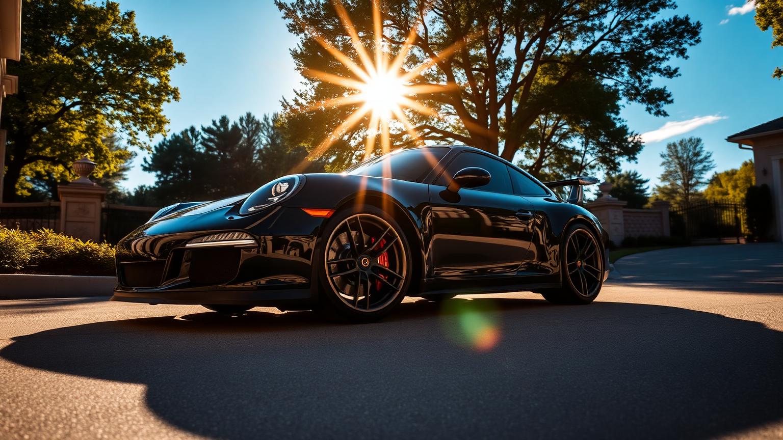 Sunlight hitting a luxury car dashboard through the windshield in Atlanta